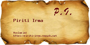 Piriti Irma névjegykártya